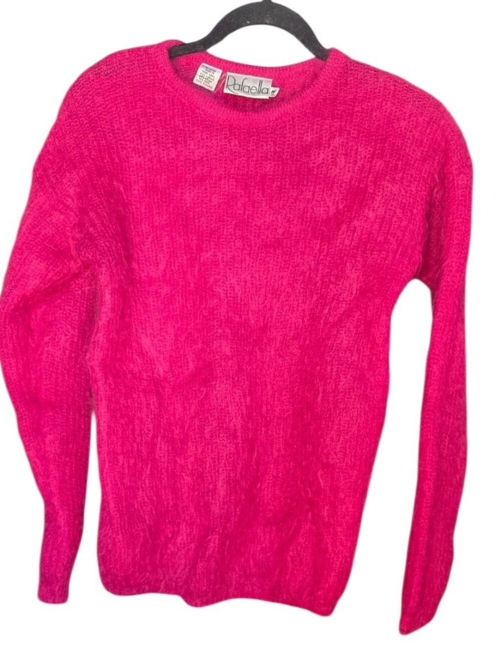 Rafaella Qmohair-wool Blend Hot Pink Crewneck Sweater